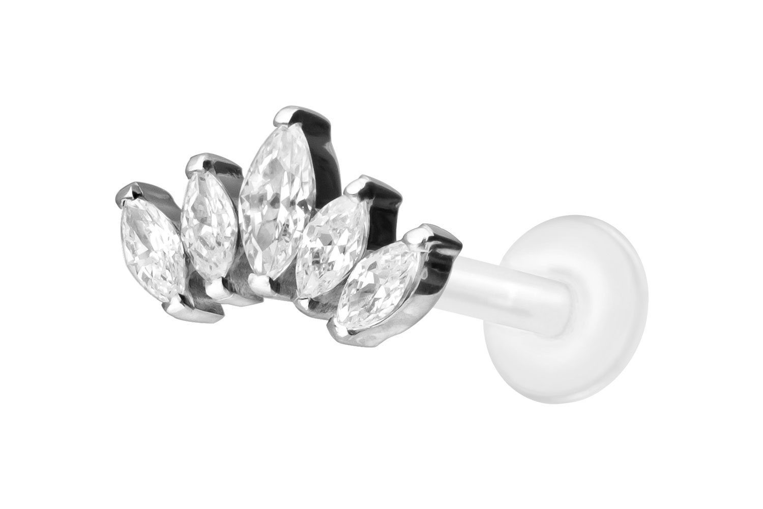 PTFE Labret Piercing mit Innengewinde + Titan-Aufsatz LOTUSBLÜTE
